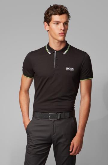 Koszulki Polo BOSS Regular Fit Piqué Czarne Męskie (Pl87239)